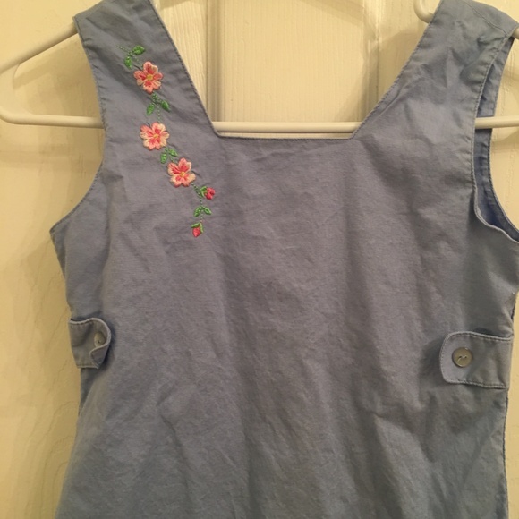 CREAM AND BLUE EMBROIDERED SLEEVELESS DRESS main image 1